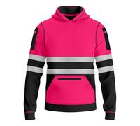 mymixtrendz Kids Boys Girls Hi Vis Pullover Hoodie Safety Work Reflective Tape Drawstring Multi Zipped Pockets High Visibility Hoodie Sweatshirt Top