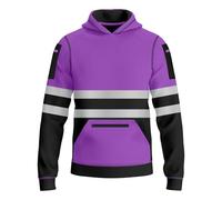 mymixtrendz Kids Boys Girls Hi Vis Pullover Hoodie Safety Work Reflective Tape Drawstring Multi Zipped Pockets High Visibility Hoodie Sweatshirt Top