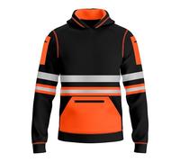 mymixtrendz Kids Boys Girls Hi Vis Pullover Hoodie Safety Work Reflective Tape Drawstring Multi Zipped Pockets High Visibility Hoodie Sweatshirt Top