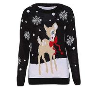 mymixtrendz Kids Girls Boys Knitted Christmas Xmas Santa Ho Ho Dabbing New Jumper Sweater Top 3/12 Years Bambi Black