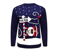 mymixtrendz Men Christmas Novelty Knitted Reindeer to The Pub Xmas Jumper Sweater Top S-2XL