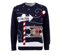 mymixtrendz Men Christmas Novelty Knitted Reindeer to The Pub Xmas Jumper Sweater Top S-2XL