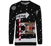 mymixtrendz Men Christmas Novelty Knitted Reindeer to The Pub Xmas Jumper Sweater Top S-2XL