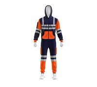 mymixtrendz Men's Hi-Vis Contrast Coverall Workwear Unlined Overall Dungaree Work Utility & Safety Jumpsuit & Onesie