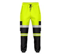 mymixtrendz Mens Hi Vis High Visibility Two Tone Jogging Trousers Bottoms Reflective Tape Cuffed Workwear Joggers Yellow Black