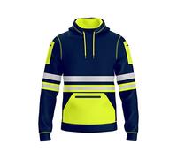 mymixtrendz Mens Hi Vis Pullover Multi Zipped Pockets Hoodie Safety Work Wear Reflective Tape High Visibility Hoodie Sweatshirt S-2XL