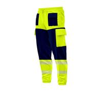 mymixtrendz Mens Hi Vis Viz Two Tone Jogging Trousers Bottoms Reflective Tape Open Hem Workwear Joggers