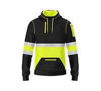 mymixtrendz Mens Hi Vis Zip Up Multi Zipper Pockets Safety Work Wear Hoodie Reflective Tape High Viz High Visibility Zipper Hoodie Sweatshirt S-2XL