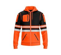 mymixtrendz Mens Hi Vis Zip Up Multi Zipper Pockets Safety Work Wear Hoodie Reflective Tape High Viz High Visibility Zipper Hoodie Sweatshirt S-2XL