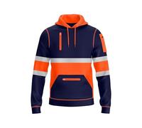 mymixtrendz Mens Hi Viz Visibility Pullover Fleece Hoodie 3 Zipper Pockets Contrast Sweatshirt Reflective Tape Work Wear Hoodie Jacket