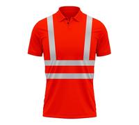 mymixtrendz Mens High Visibility Hi Vis Safety Work Wear Short Sleeve 2 Tone Contrast Polo Shirts Work Wear Top Shirts Orange