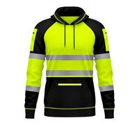 mymixtrendz Mens Pullover Fleece Hoodie Hi Viz Visibility 3 Zips Pullover Patched Fleece Sweatshirt Work Hoodie Jacket