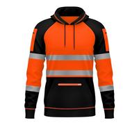 mymixtrendz Mens Pullover Fleece Hoodie Hi Viz Visibility 3 Zips Pullover Patched Fleece Sweatshirt Work Hoodie Jacket