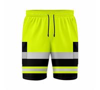 mymixtrendz Mens Reflective High Visibility Hi Viz Safety Work Wear Shorts Cargo Shorts Multi Pockets Adjustable Elasticated Waist S/2XL Yellow Black