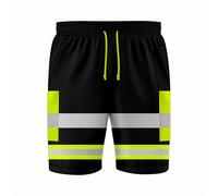 mymixtrendz Mens Reflective High Visibility Hi Viz Safety Work Wear Shorts Cargo Shorts Multi Pockets Adjustable Elasticated Waist S/2XL Black Yellow