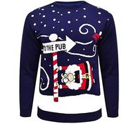 mymixtrendz Mens Xmas Novelty Knitted Christmas Reindeer, to The Pub Jumper Size S-2XL