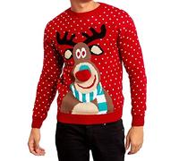 mymixtrendz Mens Xmas Novelty Knitted Christmas Reindeer, to The Pub Jumper Size S-2XL Red