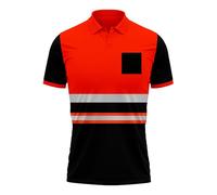 mymixtrendz New Hi Vis High Visibility Safety Work Wear Short Sleeve 2 Tone Contrast Polo Shirts Work Wear Top S-2XL (UK, Alpha, S, Regular, Regular, Orange Black)