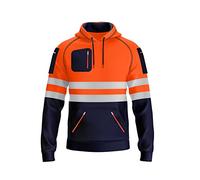 mymixtrendz New Mens Hi Vis Pullover Hoodie Sweatshirt Safety Work Reflective Tape High Viz Hoodie High Visibility Sweatshirt Multi Zipped Pockets