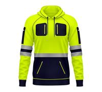 mymixtrendz New Mens Hi Vis Pullover Hoodie Sweatshirt Safety Work Reflective Tape High Viz Hoodie High Visibility Sweatshirt Multi Zipped Pockets