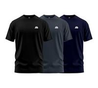 mymixtrendz Pack of 3 Mens Active Short Sleeves T Shirt Olympic Casual Uniform Work Wear Regular Fit Round Neck Multi-Colours Gift T Shirt Top (UK, Alpha, S, Regular, Regular, Black Grey Navy)