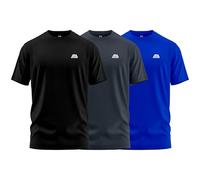 mymixtrendz Pack of 3 Mens Active Short Sleeves T Shirt Olympic Casual Uniform Work Wear Regular Fit Round Neck Multi-Colours Gift T Shirt Top (UK, Alpha, M, Regular, Regular, Black Grey Blue)