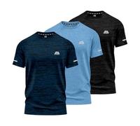 mymixtrendz Pack of 3 Mens Short Sleeve T-Shirts Athletic Workout Fit Wicking Moisture Quick Drying Sports Gym T-Shirts Top