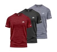 mymixtrendz Pack of 3 Mens Short Sleeve T-Shirts Athletic Workout Fit Wicking Moisture Quick Drying Sports Gym T-Shirts Top