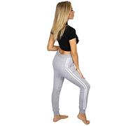 mymixtrendz Women Double Stripe Cuffed Bottom Casual Sweatpants Training Workout Sports Ladies Gym Trousers with Pockets Elastic Waist Leg Jogger Athletic (Grey, L)