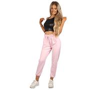 mymixtrendz Women Ladies Casual Active Terry Fleece Cotton Trouser Cuffed Front Seam Bottom with Pockets Track Sports Lounge Pants (8-10, Baby Pink)