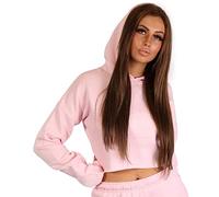 mymixtrendz Women Pullover Hoodie Hooded Top Cropped Sweatshirts Ladies Casual Solid Long Sleeve Shirt Hooded Crop Tops (Baby Pink, numeric_12)