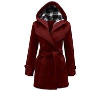 mymixtrendz- Womens Warm Fleece Hooded Jacket with Belt Coat Top Plus Sizes 8-20 (XL (UK 14 EU 42 US 10), Wine)