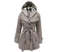 mymixtrendz- Womens Warm Fleece Hooded Jacket with Belt Coat Top Plus Sizes 8-20 (XL (UK 14 EU 42 US 10), Light Grey)