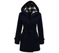 mymixtrendz- Womens Warm Fleece Hooded Jacket with Belt Coat Top Plus Sizes 8-20 (XXL (UK 16 EU 44 US 12), Navy)