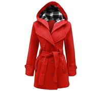 mymixtrendz- Womens Warm Fleece Hooded Jacket with Belt Coat Top Plus Sizes 8-20 (XXXXL (UK 20 EU 48 US 16), Red)