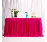 MYMM 14ft / 426cm Red Table Skirt, Romantic Tulle desk gauze, Table Decoration, Snowflake Wonderland Tutu Table Cloth, for Baby Shower, Wedding, Birthday, Party, Bar, Prom, Valentine's Day Christmas