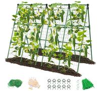 MYMULIKE 2 Pack Cucumber Trellis for Raised Bed, 168 x 120 cm Garden Trellis for Climbing Plant Outdoor, A-Frame Detachable, Plant Grow Support for Peas, Squash, Flower