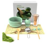 MYMULIKE 8-Piece Matcha Set - Bamboo Matcha Set, 500ml Ceramic Matcha Bowl, Tea Ceremony Complete Matcha Kit, Suitable for Matcha Beginners and Matcha Enthusiasts, Comes with All Essential Accessories