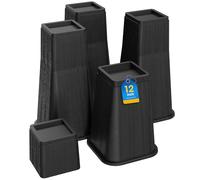 MYMULIKE Bed Risers 12 Inch Heavy Duty, Stackable Furniture Risers Lifts 4inch 8inch, 12inch for Table, Desk Leg, Sofa, Couch, Supports Up to 6,000 Lbs, Black, 4 Pack