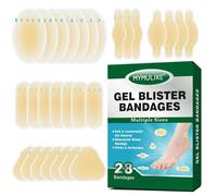 MYMULIKE Blister Plasters, 28 Count Large Blister Plasters for Feet, 5 Shapes Invisible Hydrocolloid Gel Waterproof Adhesive Blisters Bandages for Prevention Foot Toe from Rubbing & Recovery