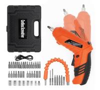 MYMULIKE Cordless Screwdriver, 49 Piece Rechargeable Electric Screwdriver with LED Light, 3.6V Rechargeable Screw Gun, 3 N.m Drill Drivers Ideal for Furniture Assembly, Home DIY Projects (Orange)