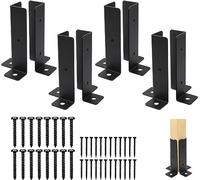 MYMULIKE Heavy Duty Adjustable Deck Post Anchor Brackets - 8 Pcs Rust Resistant Steel Post Bases for 1.5x1.5, 2x2, 2x4, 4x4 Posts | Pergola, Fence, Mailbox & Outdoor Garden Supports