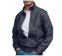 Mymyguoe Bomber Jacket Men's Transition Jacket with Stand-Up Collar Aviator Jacket Lightweight Windbreaker with Zip Trench Coat Thin Leisure Jacket Casual Outdoor Jacket Leisure Sporty Work Jacket
