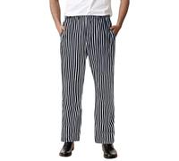 Mymyguoe Chef's Trousers Men's Casual Chef Work Wear Stripes Straight Fit Chef Trousers Striped Work Trousers Elastic Waist Chef Trousers Breathable Baker Trousers Summer Leisure Trousers, blue, L
