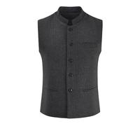 Mymyguoe Chinese Tunic Suit Vest Men's Summer Sleeveless Vest Stand-Up Collar Slim Fit Button Down Vest with Pockets Casual Business Vest Casual Vest Kung Fu Traditional Chinese Vest, gray, L