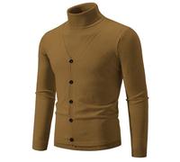Mymyguoe Falsch Two-Piece Knitted Jumper Men's Winter Jumper Turtleneck Pullover Fine Knit Jumper Sweater Basic Turtleneck Shirt Elastic Work Jumper Winter Warm Sweatshirt, coffee, M