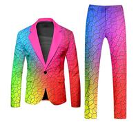 Mymyguoe Fashionable Party Rainbow Suits 2-Piece Suit Two Piece Slim Fit Clubwear