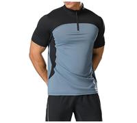 Mymyguoe Fitness Shirt Men's 1/4 Zip Short Sleeve T-Shirts Men's Two-Tone Sports Shirt Breathable Quick Drying Running Shirts Lightweight Functional Shirt Summer Running Shirt T Shirts Workout Shirt,