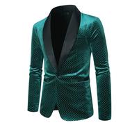 Mymyguoe Glitter Jacket Men's Shiny Sequins Carnival Costume Outerwear Lapel Collar Tuxedo Jacket Party Club Men's Jacket Suit Coat Blazer Slim Fit Tuxedo Suit Jacket Men's Fashion Jacket, 02 Green,