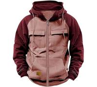 Mymyguoe Hooded Pullover Men's Hoodie Cargo Hooded Sweat Hooded Shirt Soft Long Sleeve Sweatshirts Loose Fit Hoodie Tops with Many Pockets Hoodie Two-Tone Jumper 2025 Winter Men, pink, 3XL